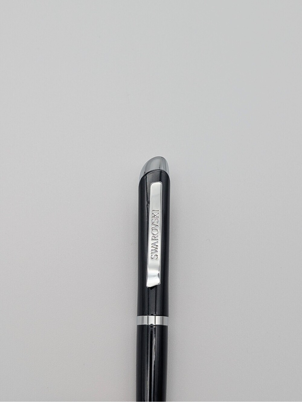 Swarovski Crystalline Ballpoint Pen - Glossy Black & Silver Chrome - No Box